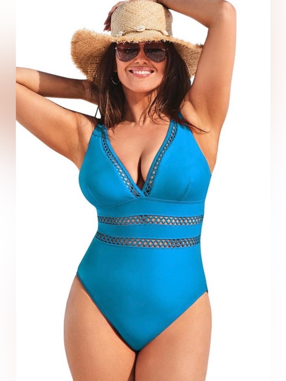 Swimsuits For All Lattice Plunge One Piece Swimsuit size 12
